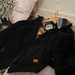 Hurley Black Jacket with Striped corduroy ~XL